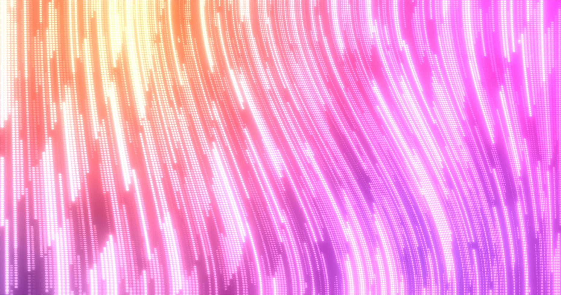 abstrakt lila mehrfarbig glühend fliegend Linien Streifen von leuchtend Punkte und Energie Partikel abstrakt Disko Hintergrund foto
