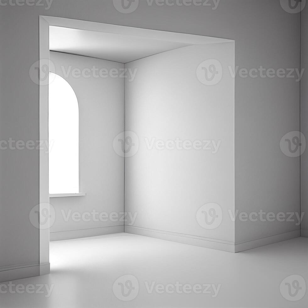 Weiß hell geräumig Studio mit ein groß Fenster - - ai generiert Bild foto