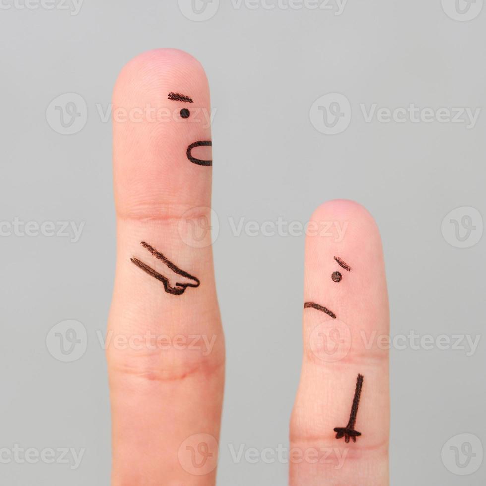 Finger Kunst von Personen. Konzept von Mann Schelte Kind. foto