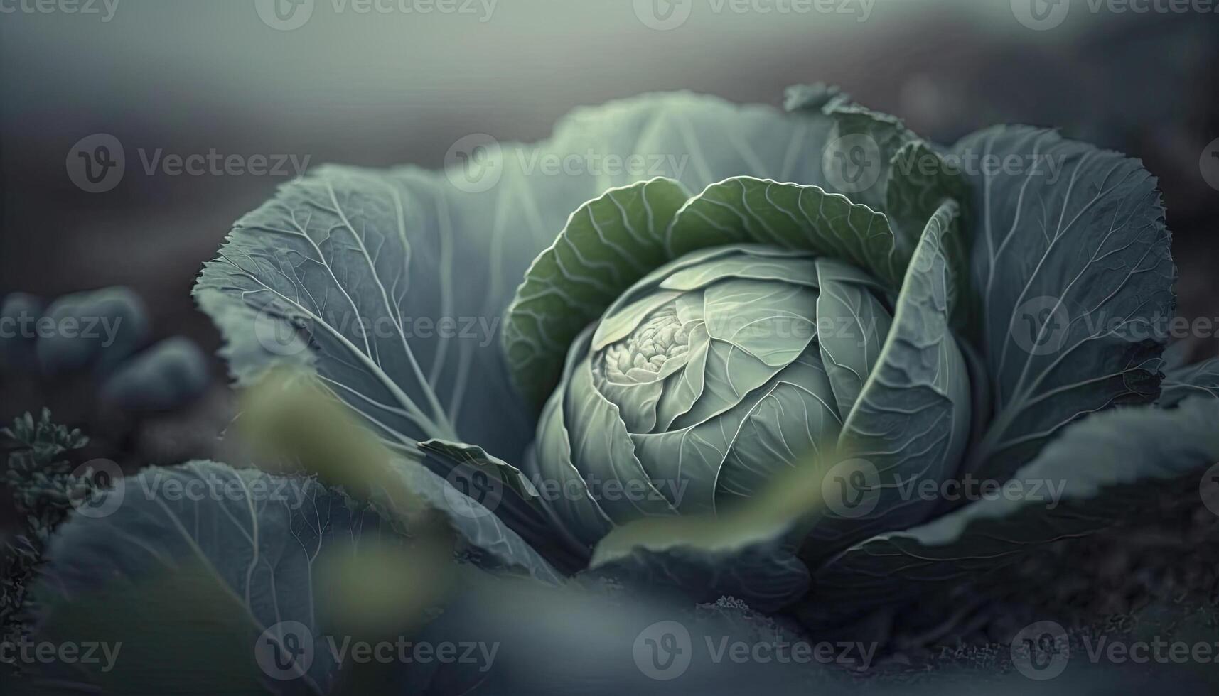 generativ ai, Kohl Makro fotorealistisch Illustration, landwirtschaftlich Gemüse. Natur organisch gesund Bauernhof Essen Konzept, horizontal Banner. foto