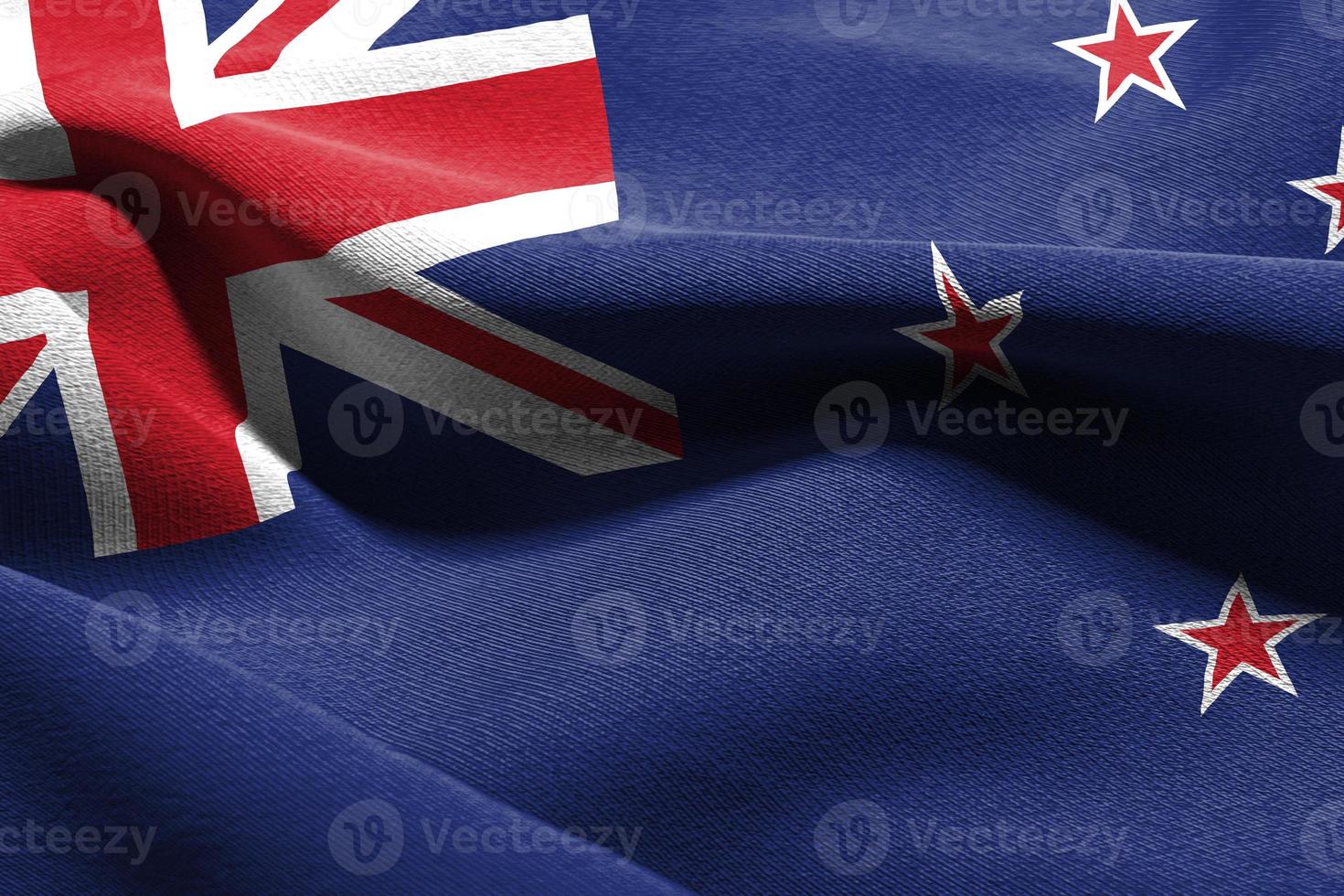 3d Illustration Nahansicht Flagge von Neu Neuseeland foto