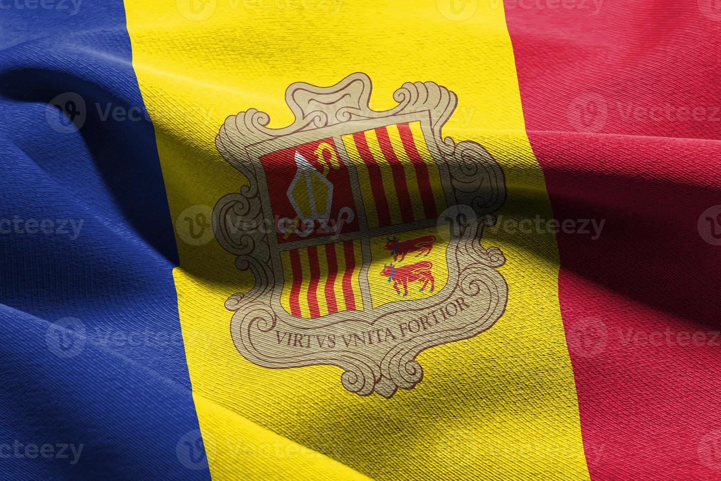 3d Illustration Nahansicht Flagge von Andorra foto