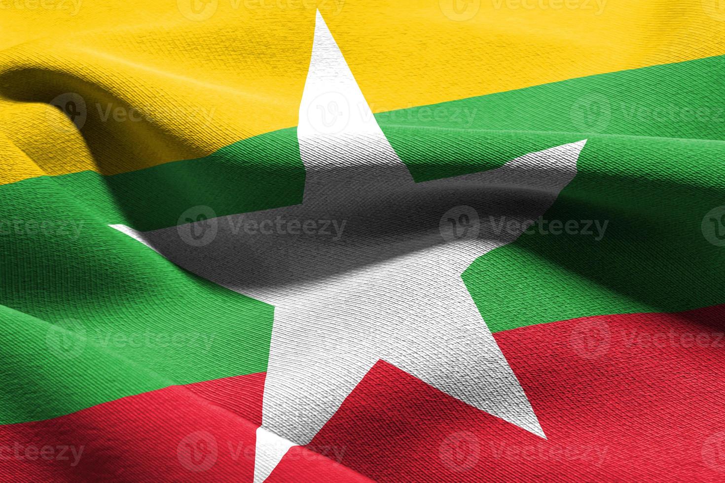 3d Illustration Nahansicht Flagge von Myanmar foto