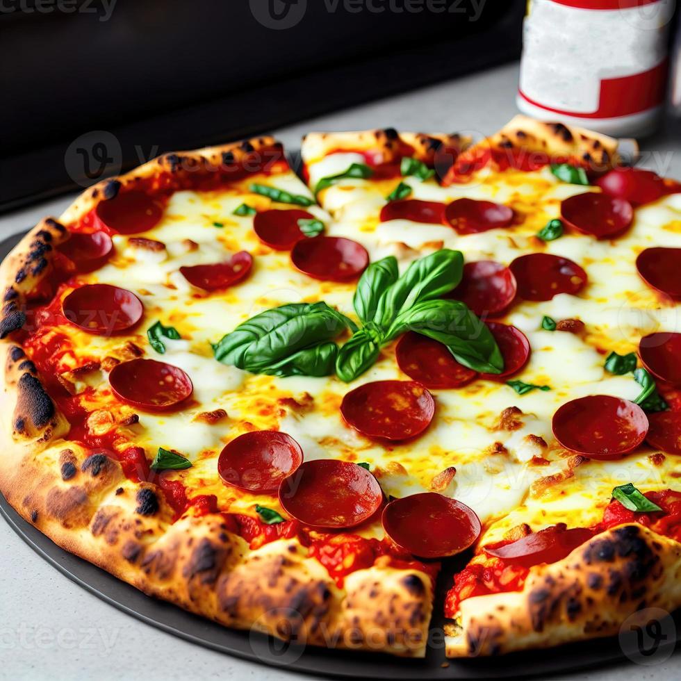 oben Aussicht köstlich Pizza mit Text Raum Attrappe, Lehrmodell, Simulation  Hintergrund mit generativ ai 22807317 Stock-Photo bei Vecteezy