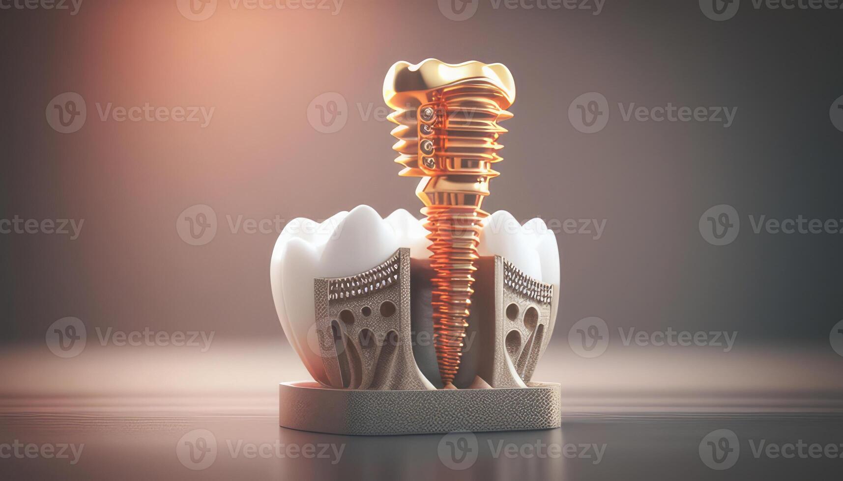 Dental implantieren und gesund Zähne wissenschaftlich modern Design auf ein schön glühend Hintergrund. erstellt mit generativ ai foto