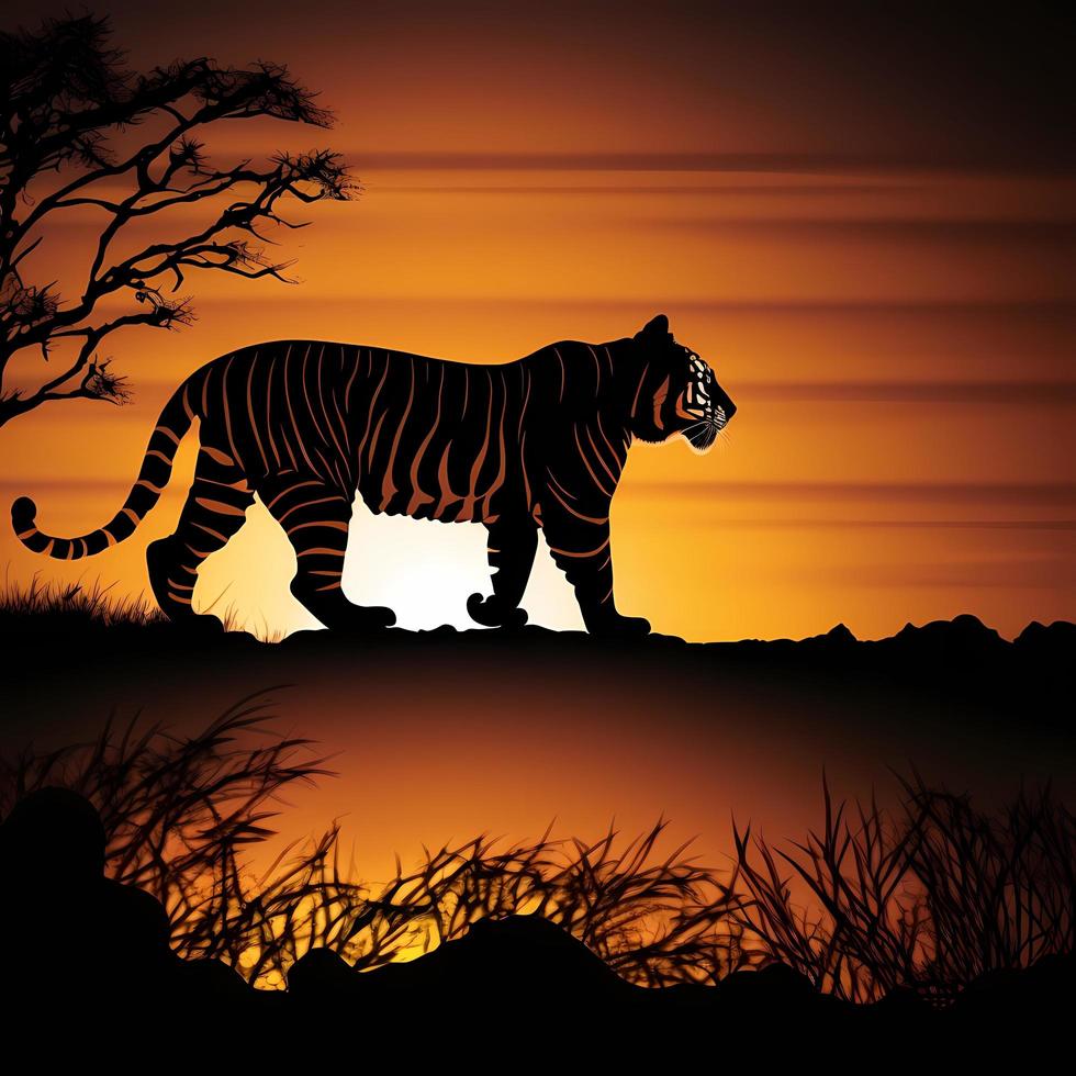 Tiger Silhouette ai generiert foto