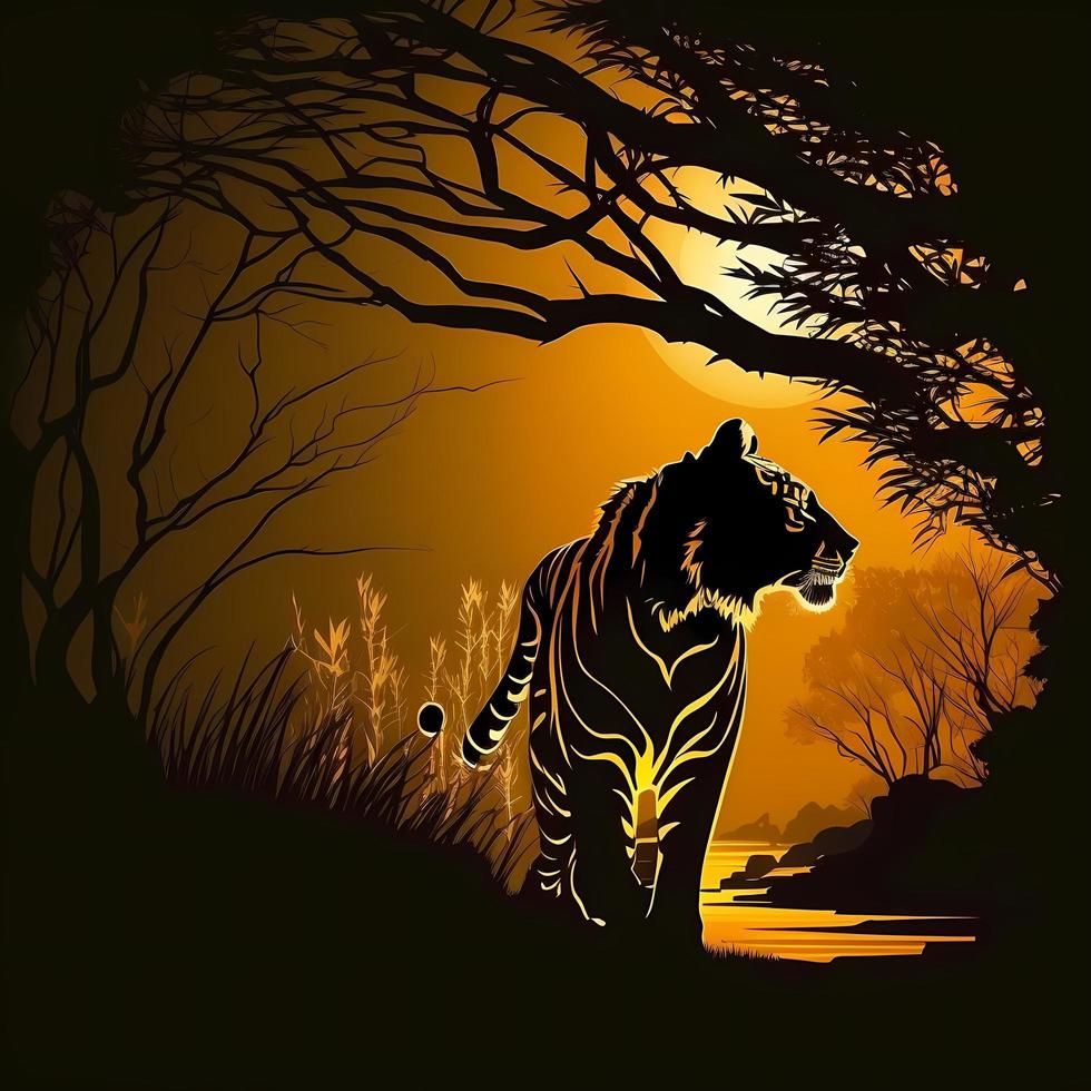 Tiger Silhouette ai generiert foto