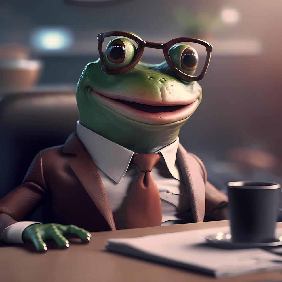 Frosch Geschäftsmann Illustration ai generiert foto