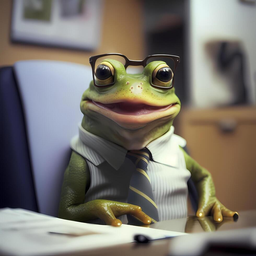 Frosch Geschäftsmann Illustration ai generiert foto