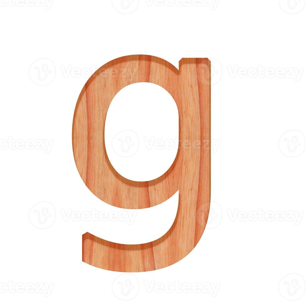 Alphabet klein hölzern Jahrgang. Kleinbuchstaben Brief Muster schön 3d isoliert auf Weiß Hintergrund Design Konsonant G foto