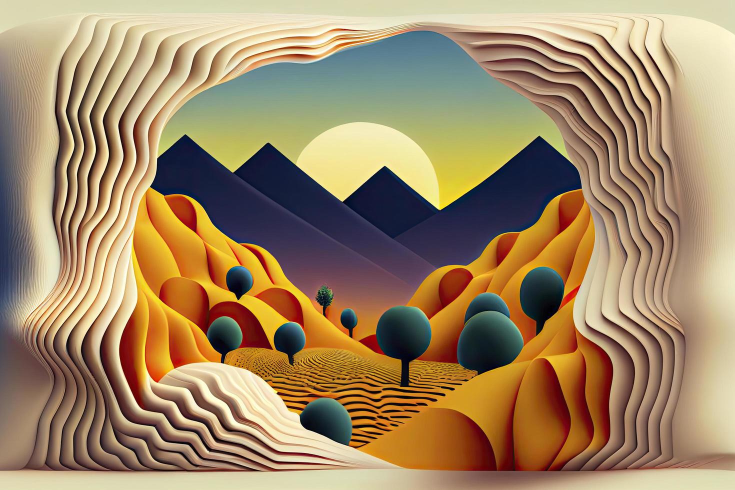 Landschaft Hintergrund. Terrain. Muster mit optisch Illusion. 3d foto