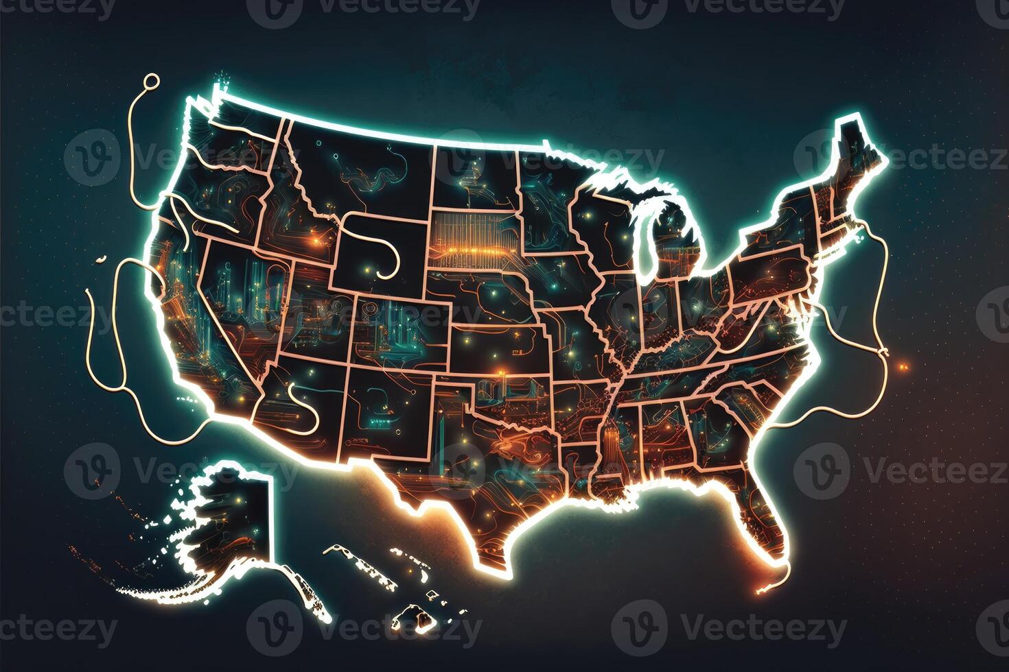 USA Karte Digital Konzept. ai generiert foto