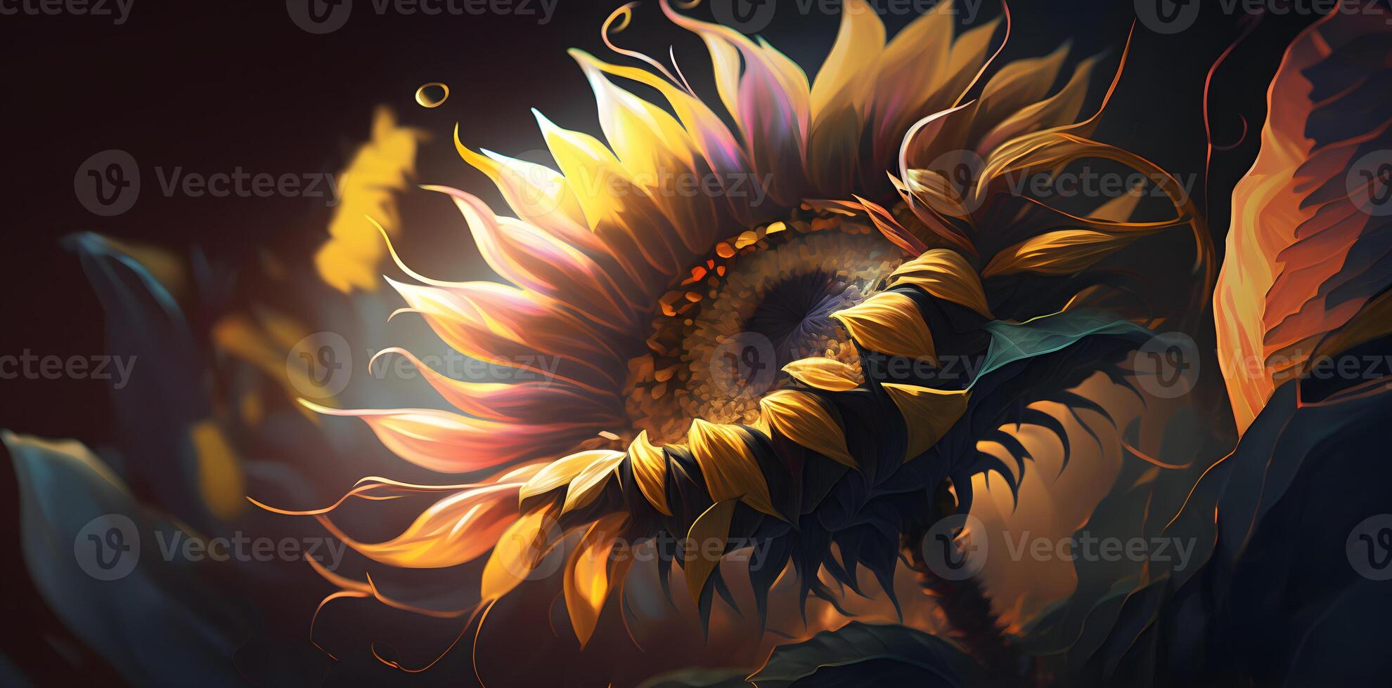 Sonnenblume Kopf Illustration, Sonnenblume Hintergrund, ai generiert foto