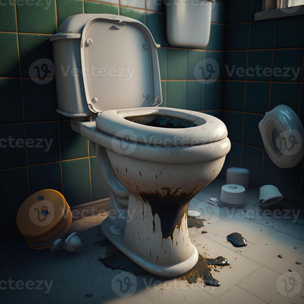 Illustration von ein widerlich öffnen Toilette gemacht mit generativ ai foto
