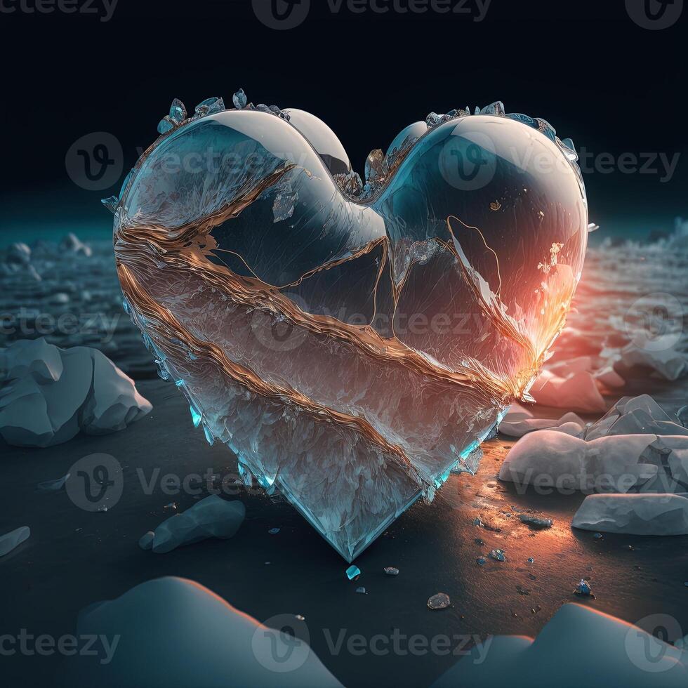 Illustration von ein gefroren Herz gemacht mit generativ ai foto