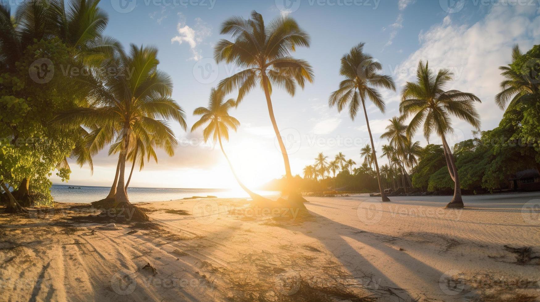 tropisch Paradies oder Kokosnuss Palme Strand oder Weiß Sand Lagune foto