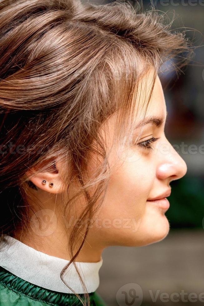 Friseur Styling Haar von Frau foto