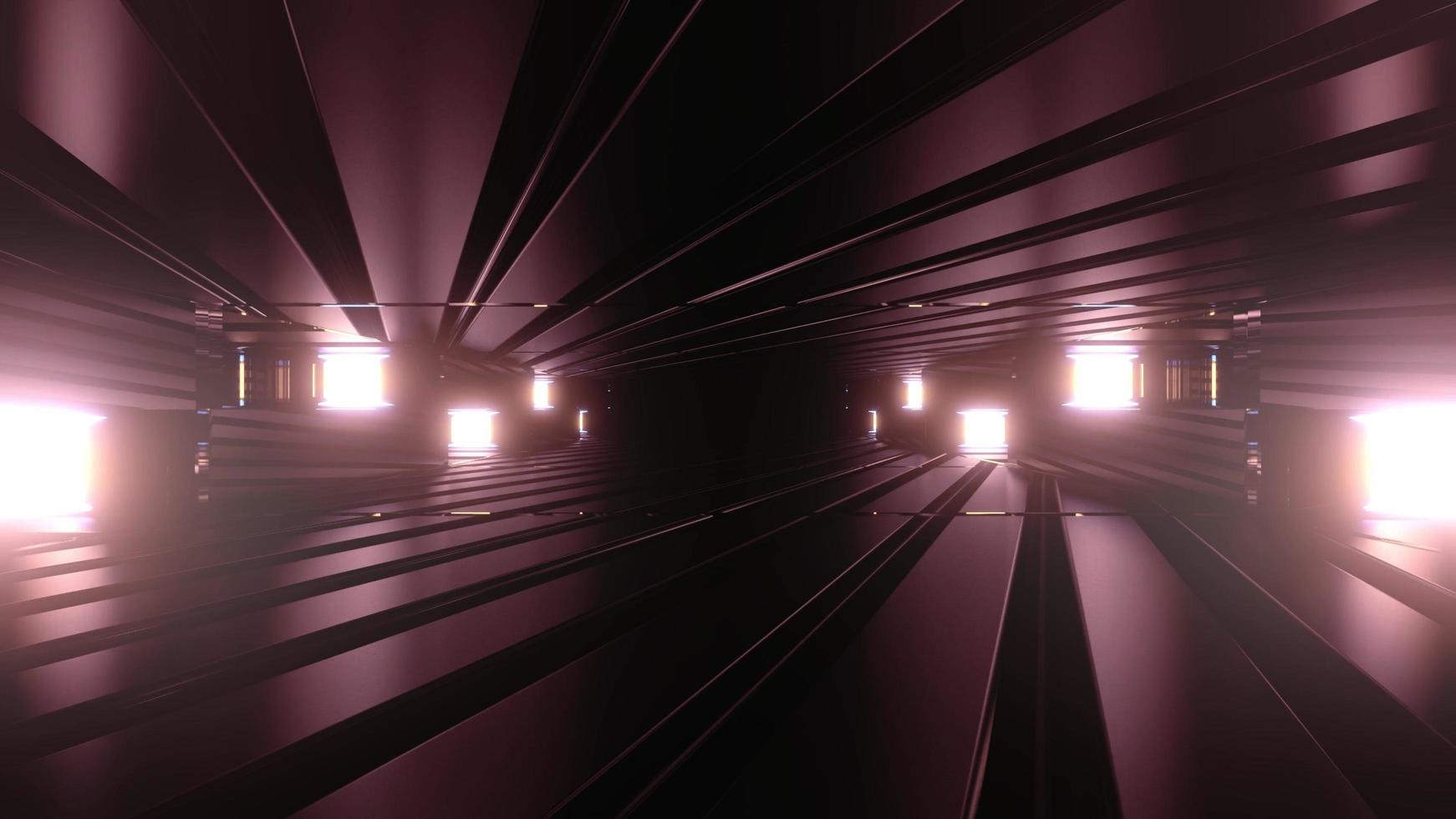 3D-Illustration des Tunnels mit Neonlichtern foto