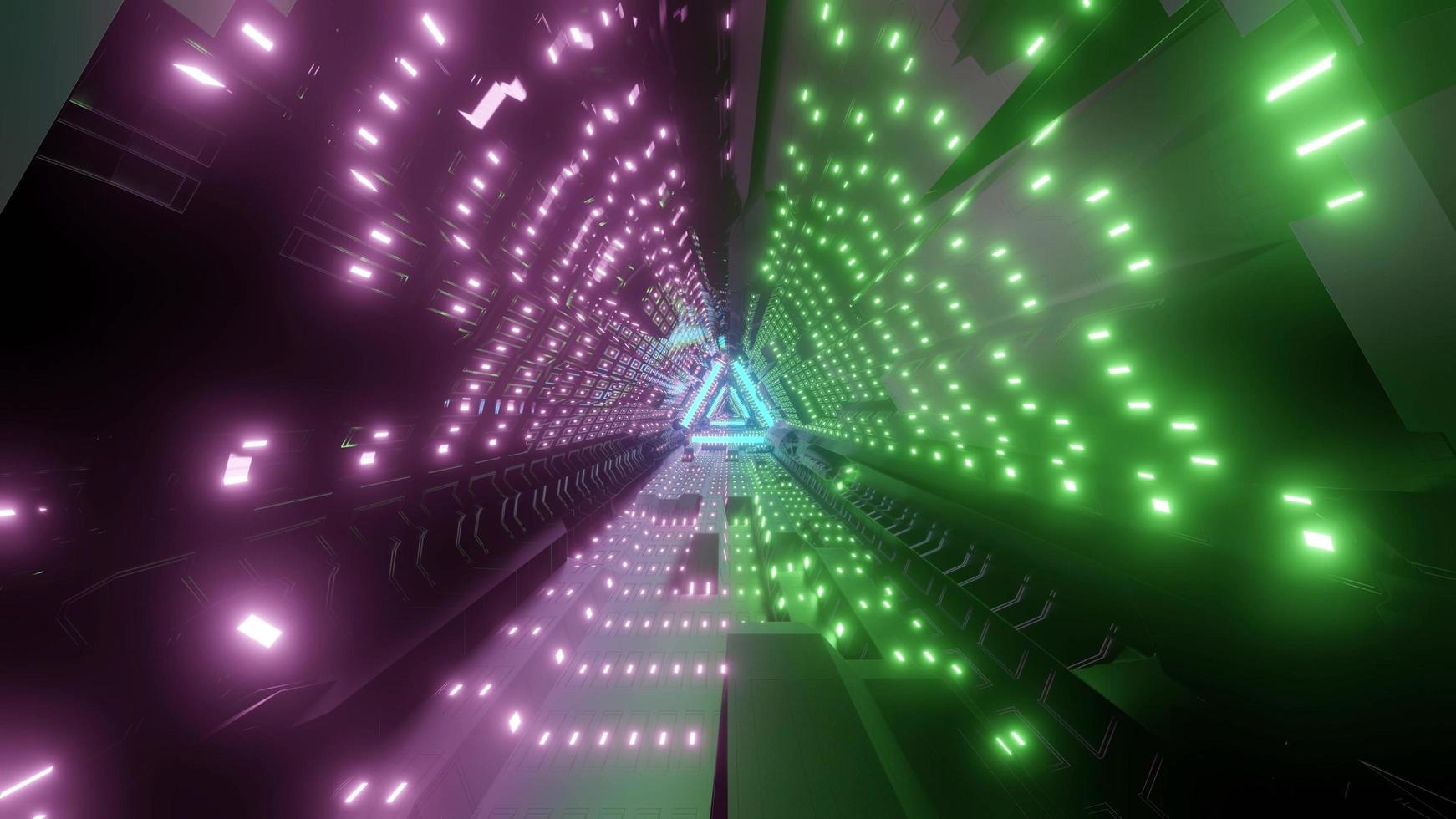 leuchtende Lichter der Sci-Fi-Korridor-3D-Illustration foto
