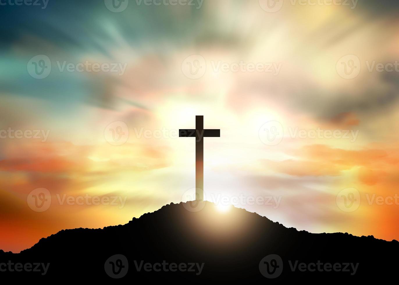 gut Freitag Christian Jesus Silhouette Hintergrund Sonnenuntergang foto