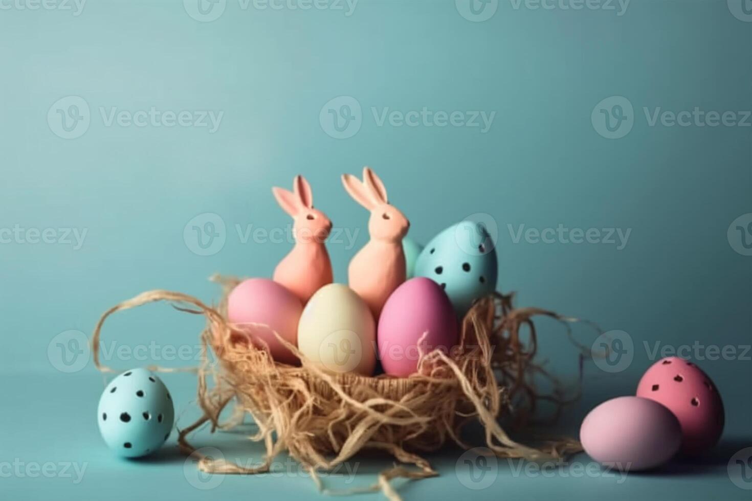 glücklich Ostern Tag Hintergrund und Hintergrund, süß Hase Kaninchen, Ornament, und bunt Ei, Kopieren Raum Gruß und Hintergrund, Banner, rustikal Jahrgang Design Material. feiern Ostern. foto