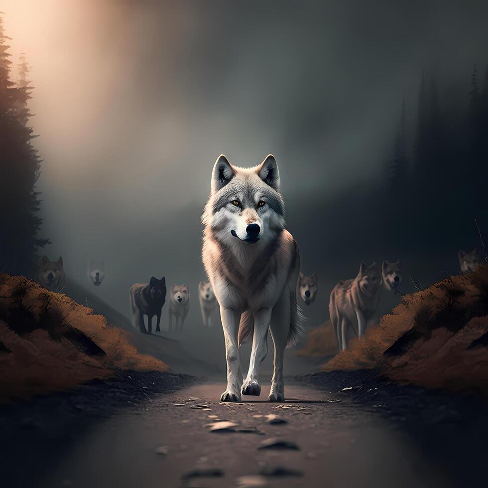 Wolf Aktivität Illustration ai generiert foto