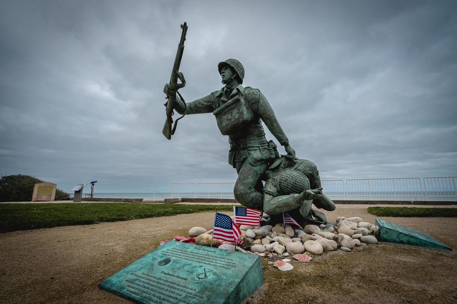 Denkmal zum das 29 Aufteilung beim Omaha Strand, vierville sur mer Frankreich 6 Februar 2023 foto