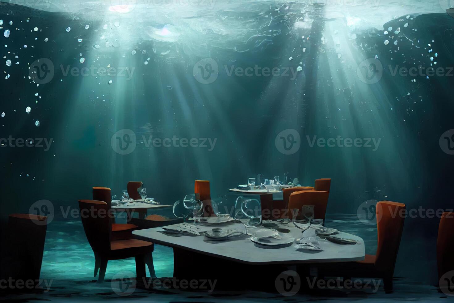 Illustration von ein unter Wasser Restaurant foto