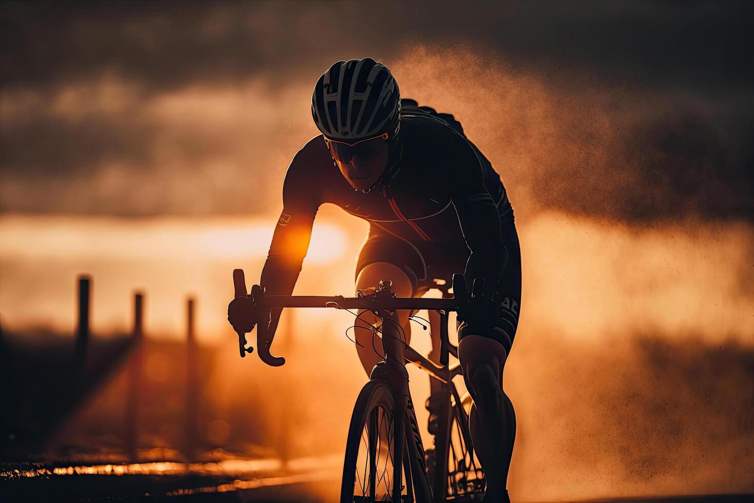 Athlet Fahrten ein Fahrrad. Illustration ai generativ foto