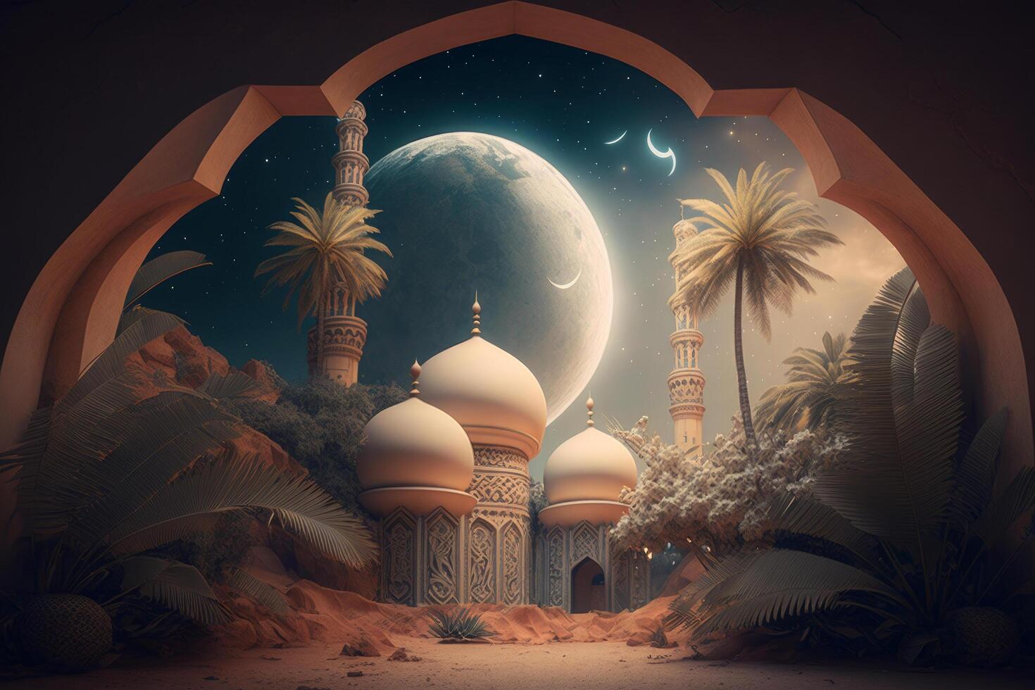 festlich Foto Ramadan kareem Hintergrund. Illustration ai generativ