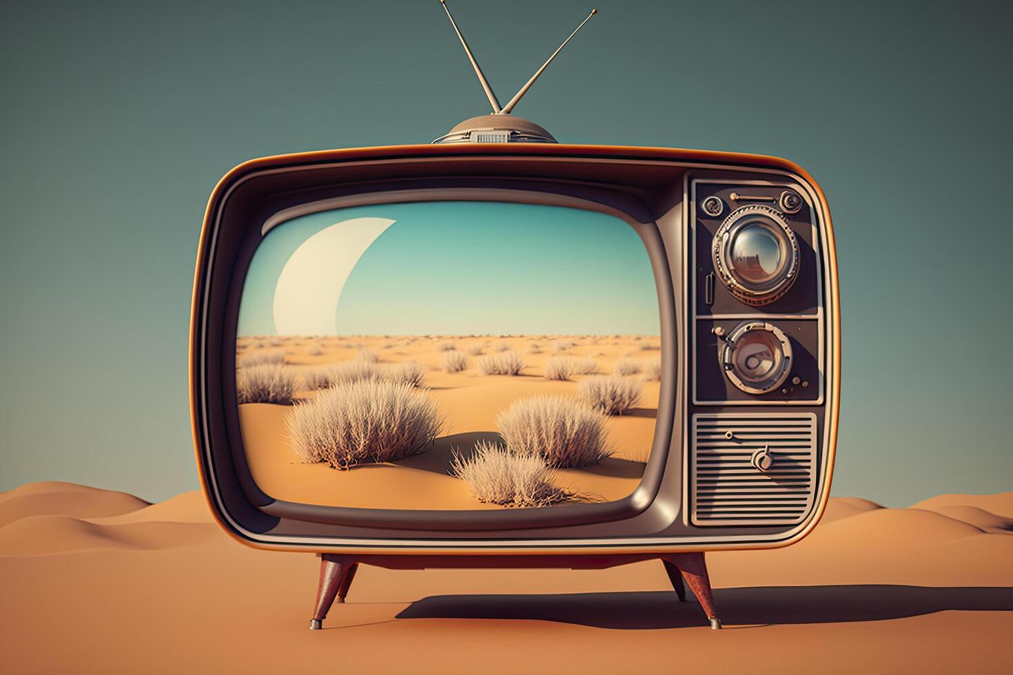 retro Fernseher. Illustration ai generativ foto