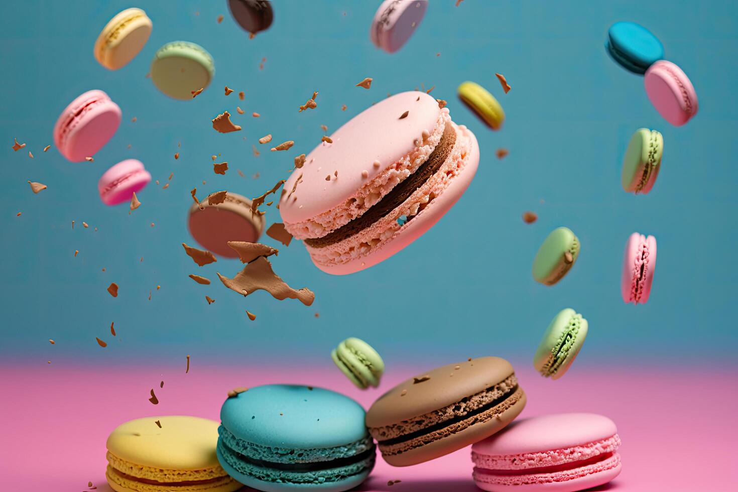 bunt köstlich Französisch Dessert Macaron oder Makronen. Illustration ai generativ foto