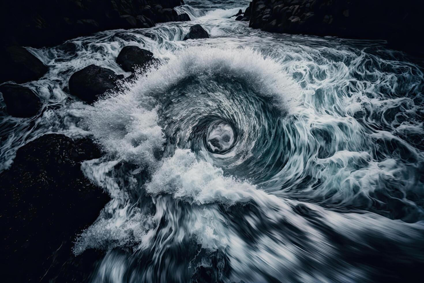 Wellen von Fluss und Meer Wasser Treffen jeder andere. Illustration ai generativ foto
