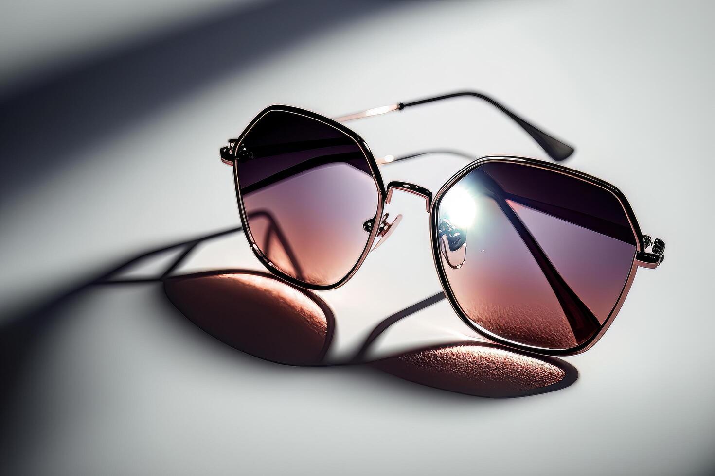 stilvoll weiblich Sonnenbrille auf Weiß Hintergrund. Illustration ai generativ foto