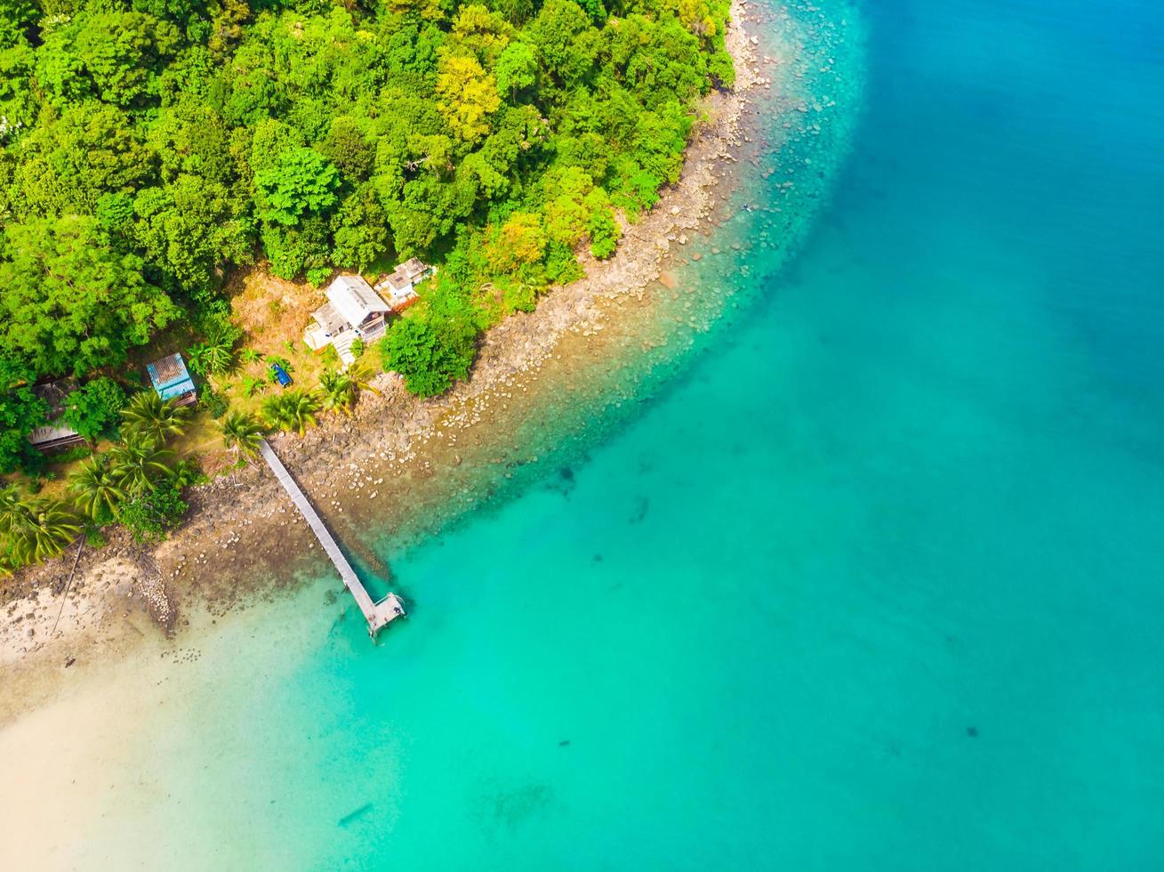 schöne Luftaufnahme von Strand und Meer mit Kokospalme foto
