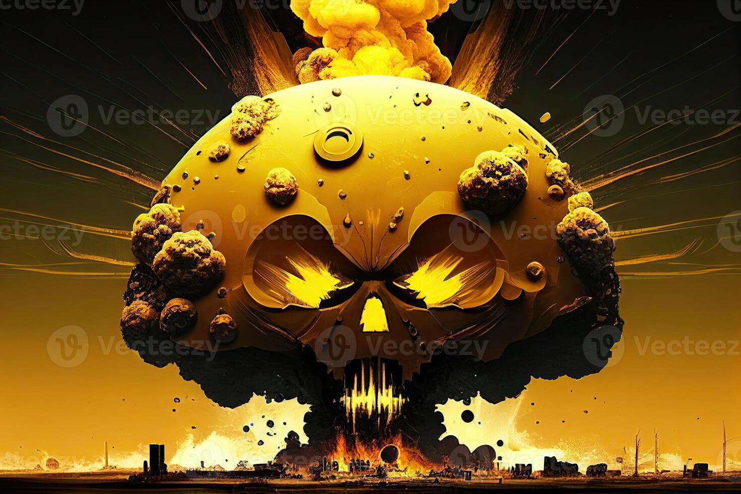 nuklear Bombe Explosion. nuklear Waffe Illustration generativ ai foto
