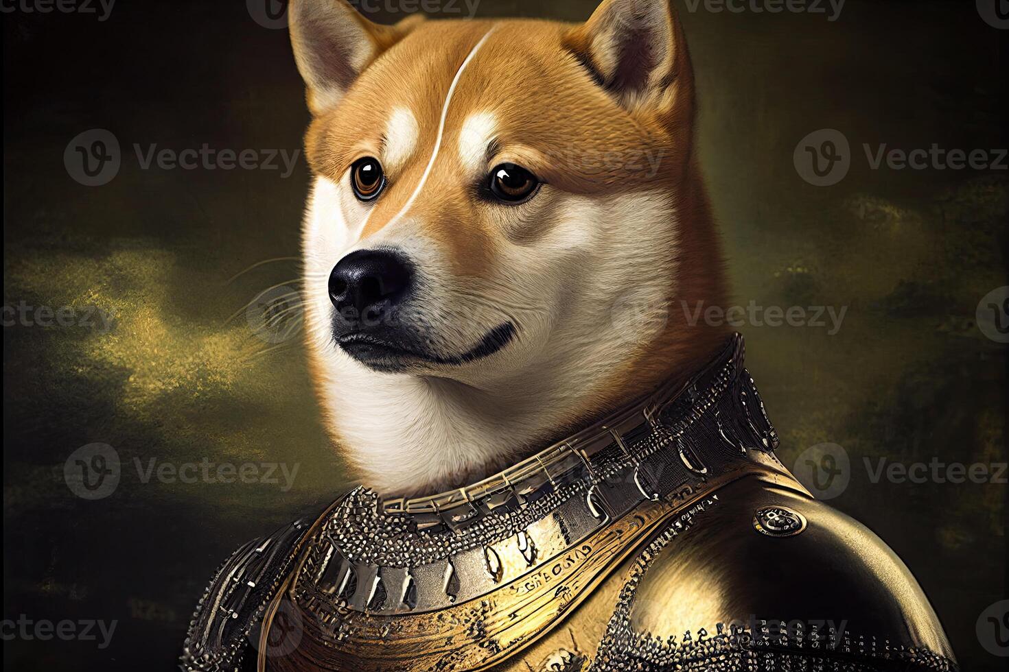 Dogen meme komisch Porträt Gesicht von Hund Nahansicht klassisch Kunst Design generativ ai foto