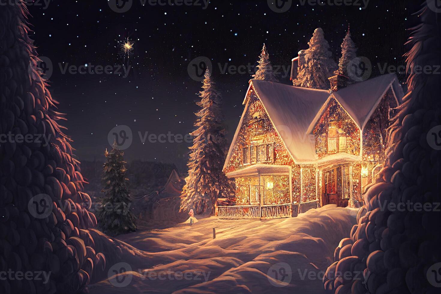 Neu Jahr und fröhlich Weihnachten Urlaub Winter Hintergrund. Weihnachten Dekorationen, Hintergrund mit Kopieren Raum, generativ ai foto