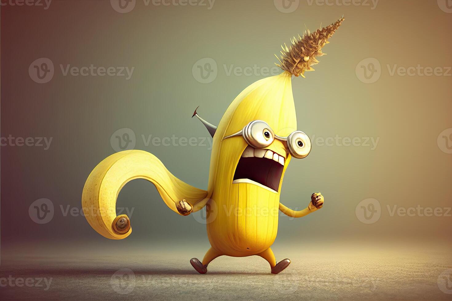komisch süß Banane Charakter Design, generativ ai foto