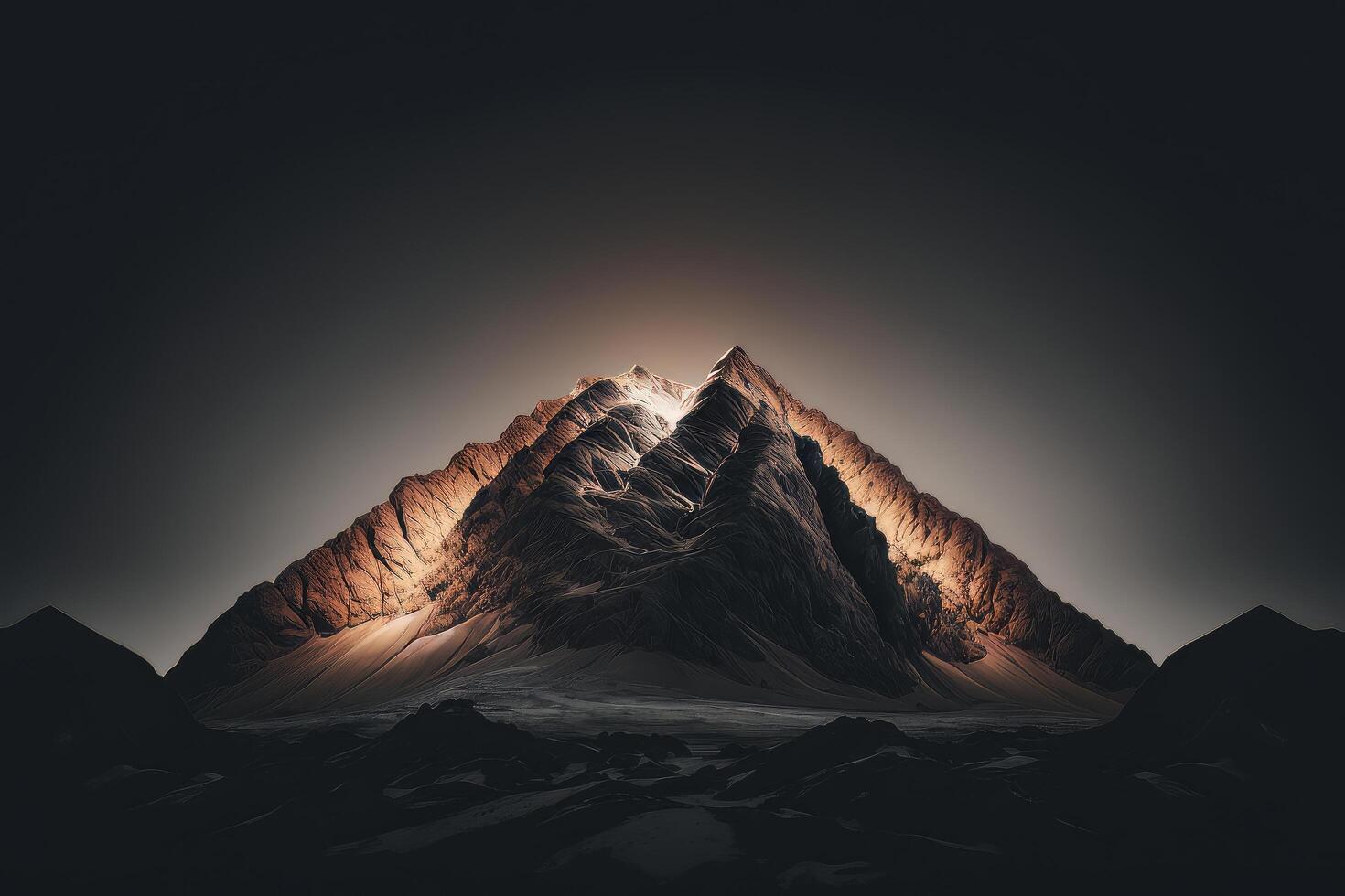 minimal surreal Berg Landschaft. Hintergrund zum Branding. Illustration ai generativ foto