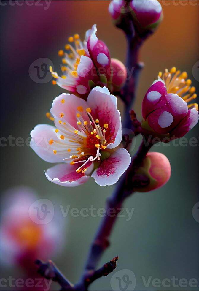 blühen Baum Ast. Frühling Blühen Blumen. ai generiert foto