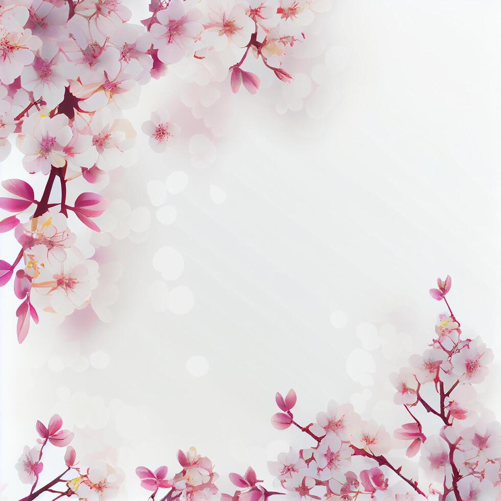 Frühling schön Kirsche blühen hintergrundgenerativ ai foto