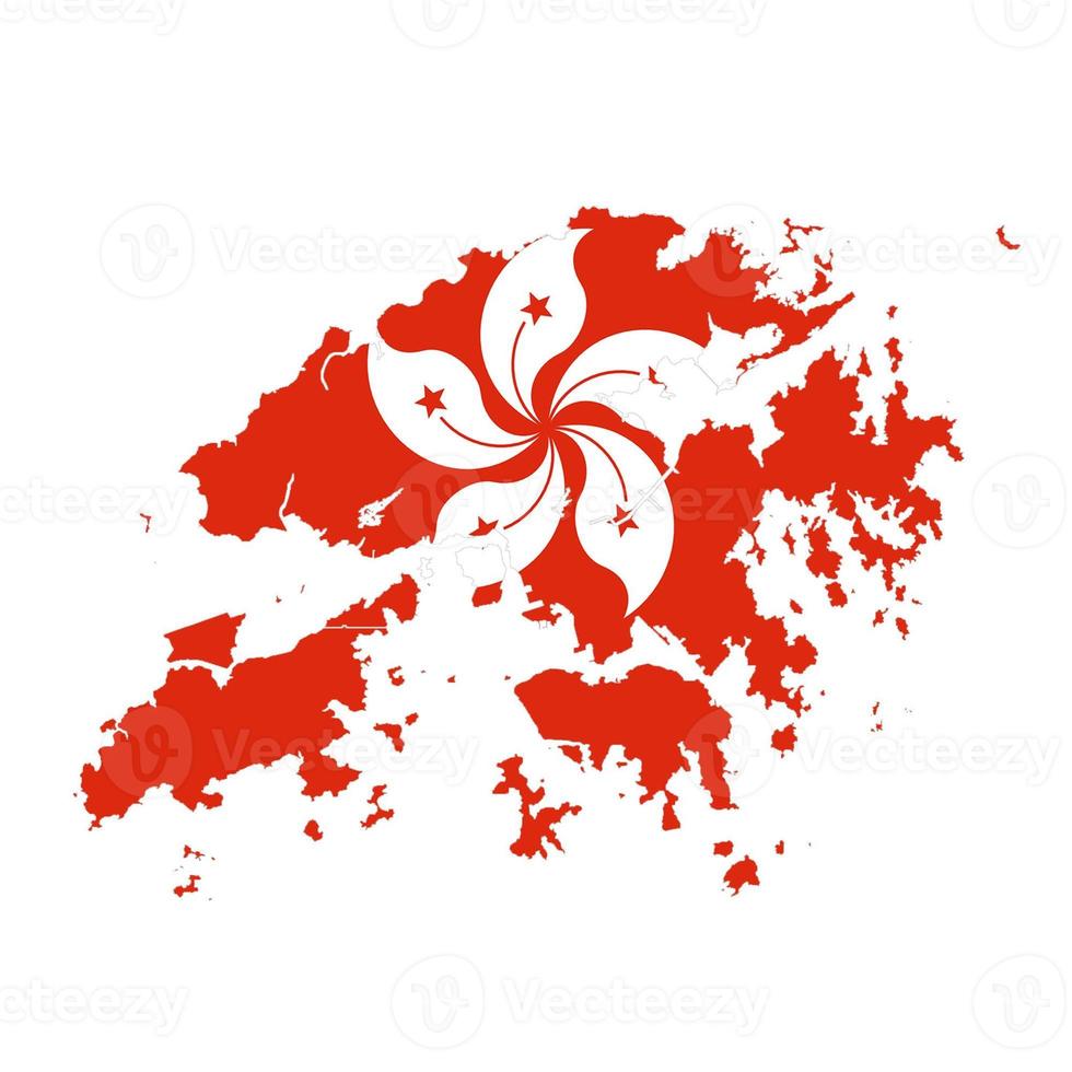 Karte von Hongkong und National Flagge foto