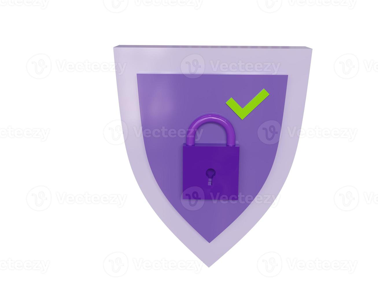 Schutz aktiviert violettes Symbol. 3D-Rendering. foto