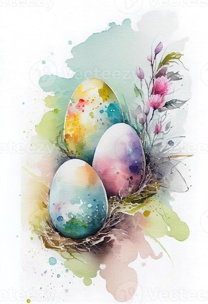 Ostern Motive Aquarell Karte. foto