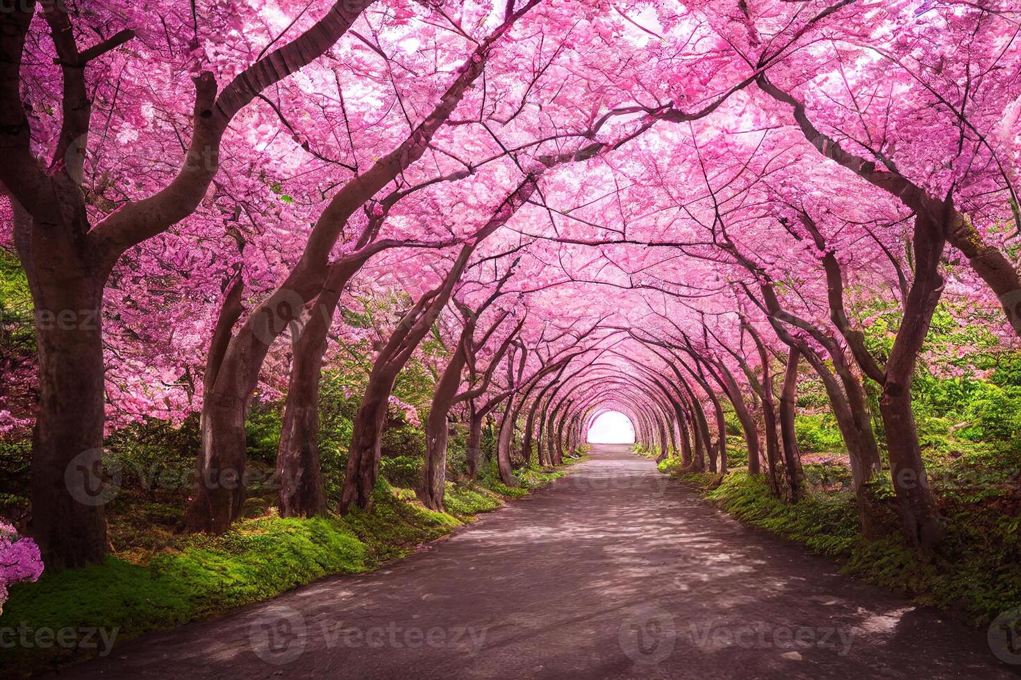 Illustration von ein Sakura Tunnel im Japan foto