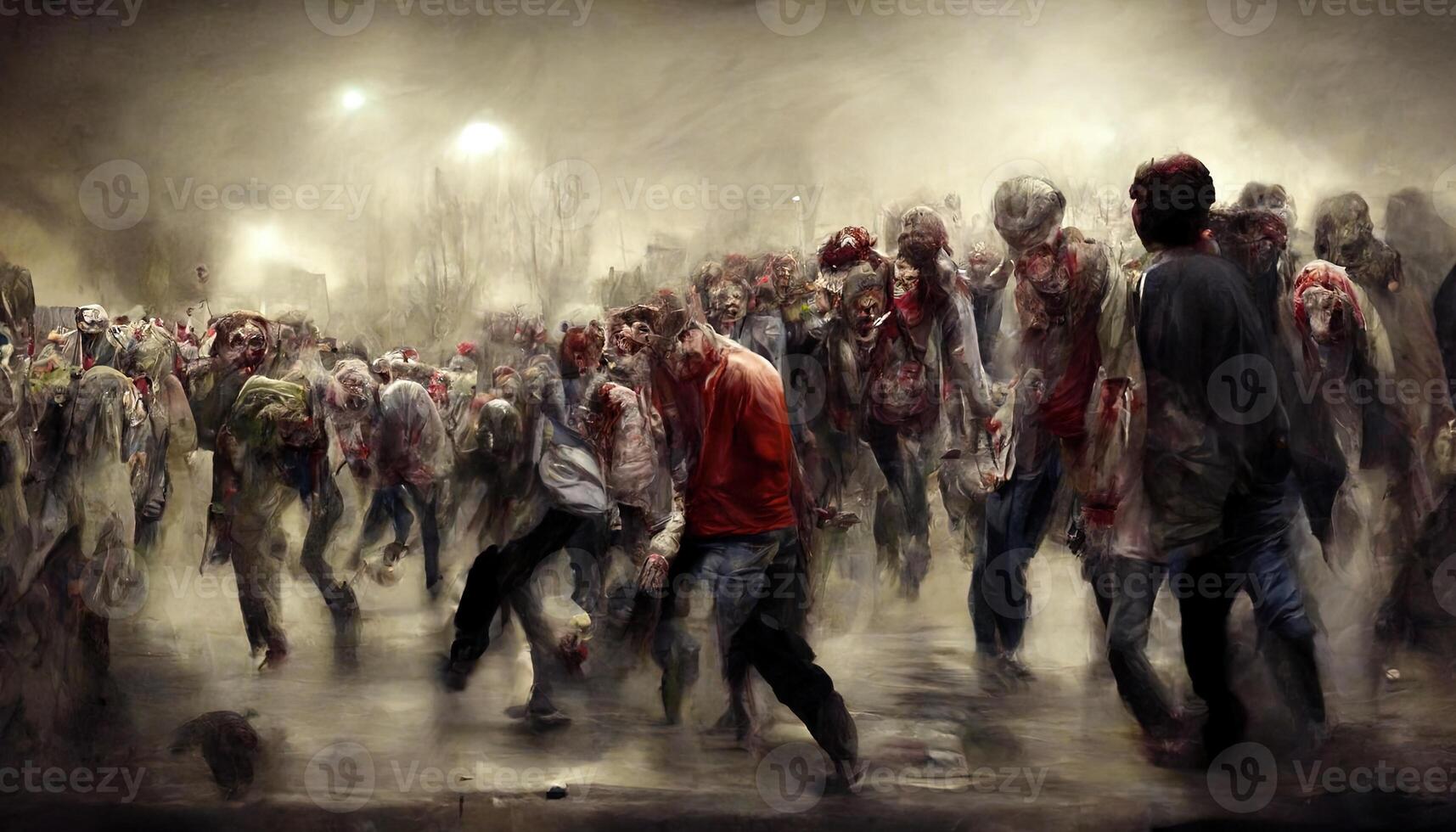 Illustration von Attacke von das Zombie Horde foto