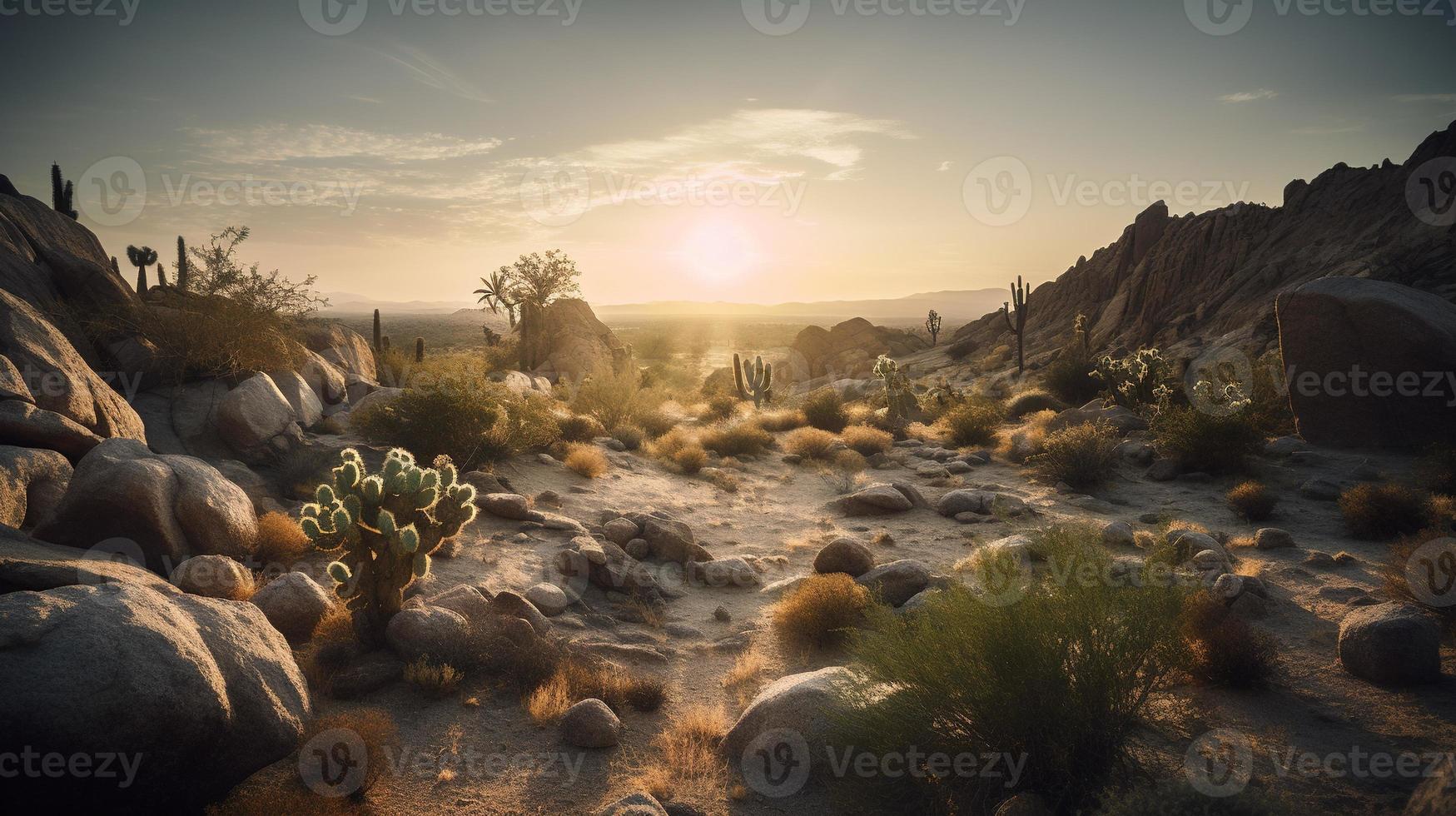 Sonnenuntergang im Joshua Baum National Park, Kalifornien, vereinigt Zustände foto