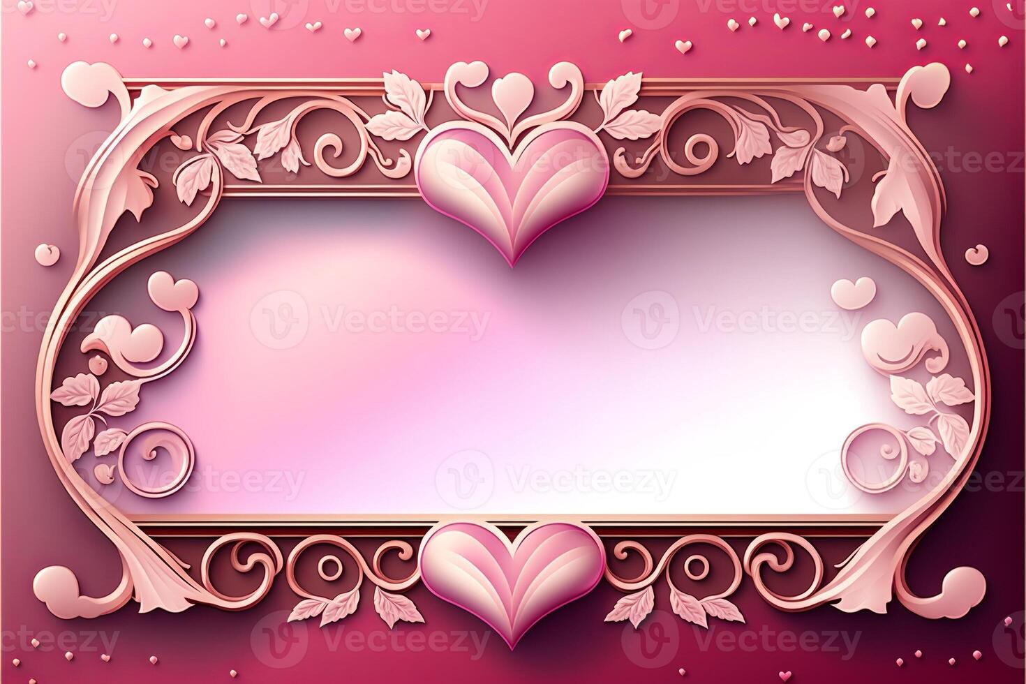 Rosa Herzen gemustert auf Rosa Hintergrund, Valentinstag Tag. generativ ai foto