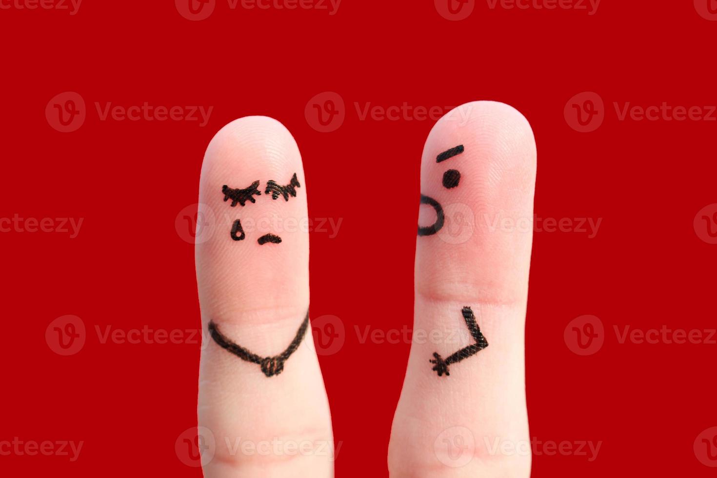Finger Kunst von ein Paar während Streit. foto